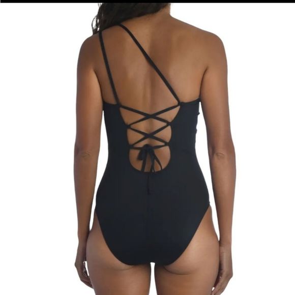 La Blanca black goddess one shoulder strappy swimsuit. 8, 10 & 14 available NWT - Picture 3 of 5